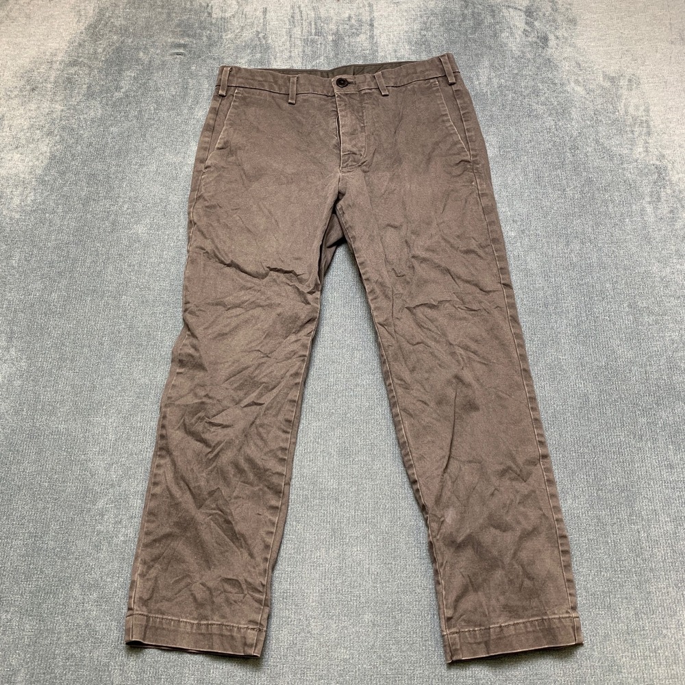 Uniqlo Work Chino Pants Mens 29x34 Brown Cotton Stretch Regular Fit Straight Leg